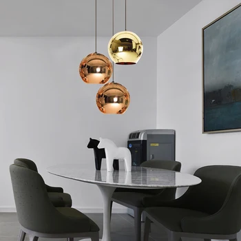 Ziemeļvalstu Chrome Kārta GlassBall Kulons Lampas Vara/Skaida/Gold Indoor hanging Lampas Guļamistabas dzīvo jamo istabu Mājas Apdare produkts