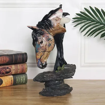 Ziemeļvalstu Eļļas Glezna Dzīvnieku Skulptūru Elk Zirgu Statuetes Sveķu Mūsdienu Mākslas Amatniecības Mājās Apdare Darbvirsmas Rotājumu Dzimšanas Dienas Dāvana