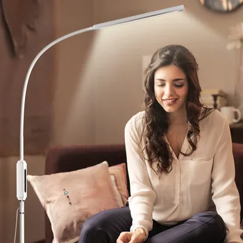 Ziemeļvalstu Mūsdienu dzīvojamo Istabu Grīdas Lampa Stāv 360 Elastīgu Roku 25 Līmeni Aptumšojami Acu Aprūpes Darba Pētījums Gultas Grīdas Gaismas LED