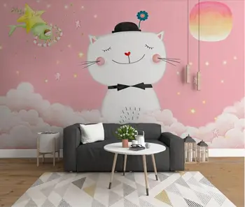 Ziemeļvalstu Pielāgotus Foto tapešu Rullis 3D Kaķis Faktūru Tapetes Bērniem, Guļamistaba, TV Fona Art sienas Sienas