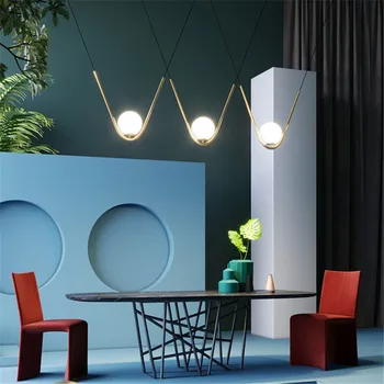 Ziemeļvalstu Stikla Bumbu Piekariņu Gaismas Modernu LED Karājas Lampas Dzīvojamā Istabā Gultas Restorāns, Kafijas Bārs Zelta/Melnā Kulons Lampas