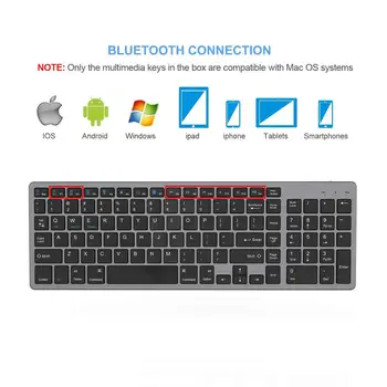 Zienstar Standarta Pilna Izmēra Bezvadu Bluetooth Keyboard for Ipad,MACBOOK,KLĒPJDATORU,Datoru, Android Planšetdatoru,Uzlādējams Akumulators