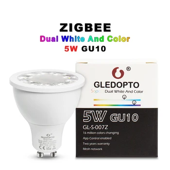 ZIGBEE RGB/KMT balts 5W GU10 spuldzes RGBW/CW 2700-6500K LED prožektoru gaismā AC100-240V zigbee zll darbu ar alexa puls led