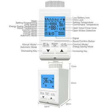 Zigbee Termostats Smart TRV termostatiskajiem Vārsta regulators Sildītāja Temperatūra, Balss Vadība Darbojas ar Alexa, Google Home