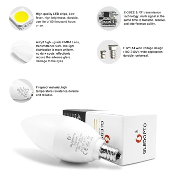Zigbee zll led 4W sveču gaismas spuldze rgb/rgbw/rgbww/cw smart APP kontroles AC100-240V E12/E14 darbu ar amazon smartthings
