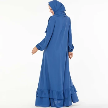 Zila Abaya Dubaija Turku Hijab Musulmaņu Kleita Abayas Sieviešu Caftan Marokens Kaftan Islāma Apģērba Tesettur Elbise Islāma Drēbes
