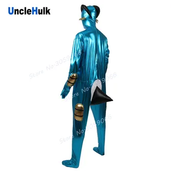 Zila Aitu Zentai Bodysuit Mirdzoši Zils, Gumijota Auduma Cosplay Tērpu Halloween Bodysuit | UncleHulk