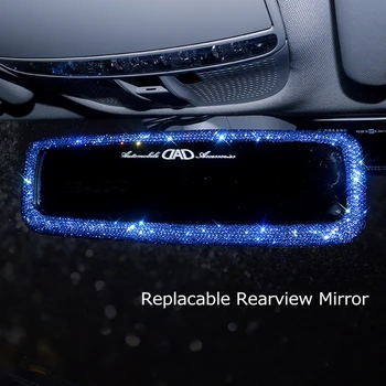 Zila Bling Auto Aksesuāri Meitenēm, Sievietēm, Atpakaļskata Spoguļa Karājas Rotājumu Lādētāju 3 in 1 USB Vads Dimantu Interjera Detaļas