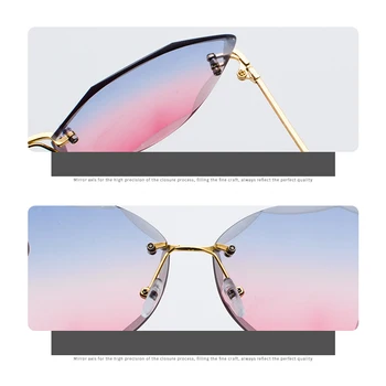 Zilead bez apmales Rāmja Brilles ar UV Aizsardzības Brilles, Saulesbrilles Sieviešu Brilles, Kaķu Acu Brilles UV400 AC Metāla Materiāliem, Daudzkrāsains