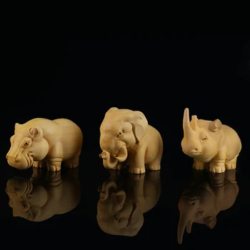 Zilonis Statuetes Boxwood Cirsts Degunradžu Nīlzirgu Amatniecības Dzīvniekiem Koka Griešanai Amatniecības Rotas Pieminekļa Skulptūru GY13