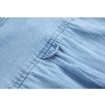 Zilā Džinsa Krekls, Mētelis Sievietēm Pavasarī Ir 2021. Vintage Kabatas, Viena Krūšu BF Lielgabarīta Blūze, Jaka Modes Vienkārša Retro Šiks Topi