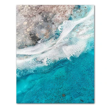 Zilā Okeāna Piekrastes Dimants Glezna Jūras Pludmales Ainavu Mākslas Dimanta Izšuvumi Mozaīku Sienas Priekšstatu par Dzīves Telpu Dekorēšana