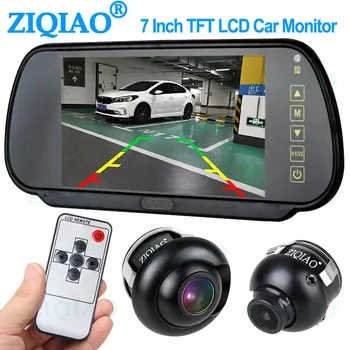 ZIQIAO 7 Collu LCD Auto Spogulis Monitors Autostāvvieta Monitoringa Sistēma, Nakts Redzamības Puses Sānu Atpakaļskata Kamera