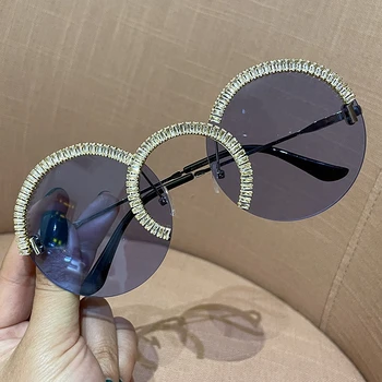 Zircon lielgabarīta saulesbrilles 2020. gadam luksusa Apaļā saules brilles sievietēm, Skaidrs, lēcas, Brilles Toņos Sievietēm oculos feminino