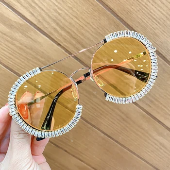 Zircon lielgabarīta saulesbrilles 2020. gadam luksusa Apaļā saules brilles sievietēm, Skaidrs, lēcas, Brilles Toņos Sievietēm oculos feminino
