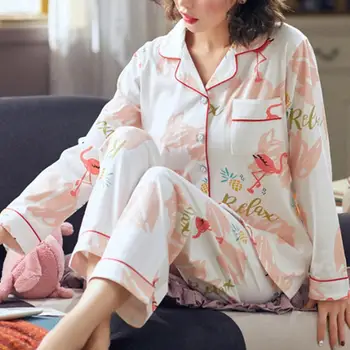 ZITY Jaunu Ilgtermiņa Piedurknēm Sieviešu Pidžamas Komplekts Modes Jauki Drukāt Homewear Ikdienas Apģērbs Sieviešu Garās Elsas, Pidžamas Komplekti