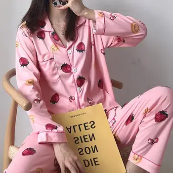ZITY Jaunu Ilgtermiņa Piedurknēm Sieviešu Pidžamas Komplekts Modes Jauki Drukāt Homewear Ikdienas Apģērbs Sieviešu Garās Elsas, Pidžamas Komplekti