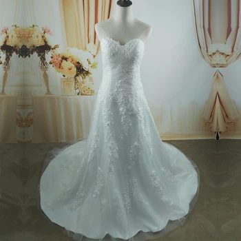ZJ9137 2020 2021 Plus Lieluma Kāzu Kleita Sirēna Backless vestidos de noiva Sievietēm Mīļotā Balta Mežģīņu Kleitas Bridel