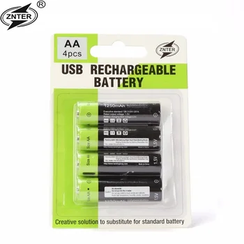 ZNTER Mirco USB Lādējamu Akumulatoru AA Baterijas 1250mAh AA 1,5 V Rotaļlietas, Tālvadības kontrolleris, baterijas, Litija Polimēru Baterija