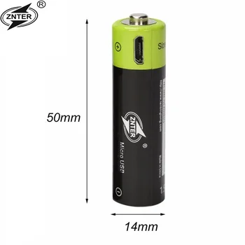ZNTER Mirco USB Lādējamu Akumulatoru AA Baterijas 1250mAh AA 1,5 V Rotaļlietas, Tālvadības kontrolleris, baterijas, Litija Polimēru Baterija