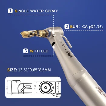 Zobu implantācija instrumentu 20:1 noņemams gaisa rotora led handpiece ārējā apūdeņošanas sistēma, elektriskie handpiece Griezes moments 80Ncm