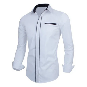 ZOGAA mens kleita krekli Biznesa Gadījuma vīriešu krekls ar garām piedurknēm vienkrāsainu vīriešu krekli streetwear 2 krāsās izmērs + S-2XL krekls