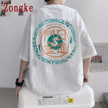 Zongke Japāna Stils Drukas Īsām Piedurknēm Vīriešu T-Krekls Modes Streetwear Apģērbs, Vīriešu Apģērbs Ir 2021. Hip Hop Japāņu M-5XL