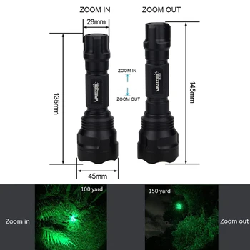 Zoomable 5000lm Q5 LED Medību Lāpu Taktiskās Šautene Jomu Ieroci Light +Pistoli Dzelzceļa Lukturīti Mount+18650+Spiediena Slēdzis+Lādētājs