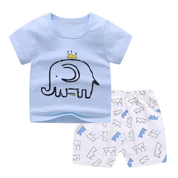 ZukoCert bērnu T-krekls noteikts Vasaras modes apģērbu mīkstu kokvilnas īsās bikses-šorti zēns bērniem, dzīvnieku karikatūra cute apģērbs par 1-5Years
