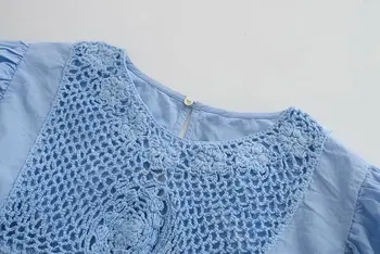 ZXQJ vintage dobi no sieviešu krekli 2020. gada vasaras modes izšuvumi dāmas īsās blūzes gadījuma kokvilnas sieviešu krekls meitenēm šiks