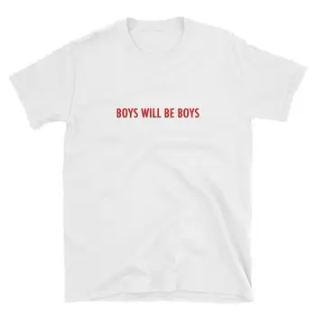Zēni Būs Zēni, sarkanu burtu drukas burtiem, Sieviešu t Kokvilnas Gadījuma Smieklīgu t kreklu, Lai Dāma Yong Meitene Top Tee Piliens Kuģa S-184
