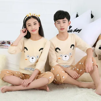 Zēni Meitenes Sleepwear Vasaras Kokvilnas Pidžamas Komplekti Bērniem Homewear par Zēnu Pidžamas Bērniem Naktsveļu 2-16Y Pusaudžu Pijamas Drēbes