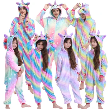 Zēni, Meitenes, Unicorn Pajama Komplekti Panda Unicorn Pidžamu Sieviešu Pijimas Onesie Pieaugušajiem Dzīvnieku Sleepwear Ziemas Siltas Pidžamas Bērniem