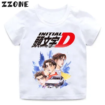 Zēnu un Meiteņu Anime AE86 Sākotnējā D Drift Druka T kreklu Bērniem Atdzist Automašīnu Dizaina Apģērbu Enfant Vasaras Balts T-krekls