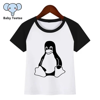 Zēnu un Meiteņu Anime LINUX Pingvīnu Dators, Druka T Kreklu Bērnu Bērniem Smieklīgi Drēbes Chirden Vasaras T-krekls