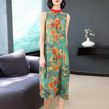 Zīda kleita 2020. gada vasarā jaunu mulberry retro drukāt sieviešu kleitu modes slim, sexy puse vestidos augstas kvalitātes elegants Kleitas
