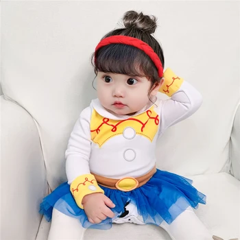 Zīdaiņu Meitenes Saģērbt Princese Romper Baby Girl 1 2 3 4 5 6 Gadu Sniegbaltīte Anna Elsa Belle Nāriņas Kostīmu Spānija Bērniem Drēbes
