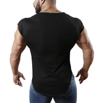 Zīmola Apģērbi kultūrisms topiņi t-veida sporta krekls bez piedurknēm treniņu apģērbu vīriešiem treniņu vasarā, Slim fit fitnesa krekls