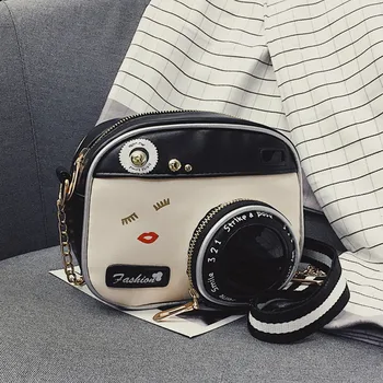 Zīmola dizainere dāmas messenger ķēdes kameras formas dizaina nelielu kvadrātveida soma Messenger bag soft PU ādas vasaras pleca