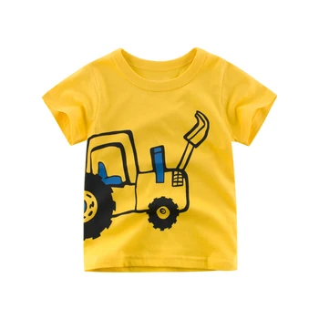 Zīmolu Vasaras Top Puika T Krekls Ekskavatoru Izšuvumi Pelēkā Krāsā Ar Īsām Piedurknēm Zēniem, T Krekls Tīras Kokvilnas Drēbes Bērniem
