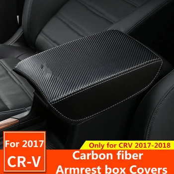 Ādas Automašīnas Roku Aptver pad Centra Konsoli, Roku balsti Box Glabāšanas Aizsardzības Spilvenu Oglekļa šķiedras Honda CR-V CRV 2017 2018