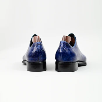 Ādas kurpes vīriešu Oxford teļāda reljefs krokodils modelis kleitu kurpes Goodyear Welted augstas kvalitātes roku darbs luksusa apavi