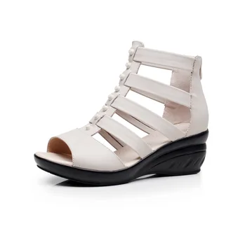 Ādas Sieviešu Sandales Platformas Ērtas Sieviešu Kurpes pusmūža Kurpes Zapatos Mujer De Sandalias Mujer 2019 Platformas Sandales