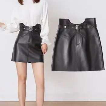 Ādas svārki pancil mini sexy īsi svārki Modes Sieviešu apģērbu 2020. gadā wrap korejas blcke augsta vidukļa svārki