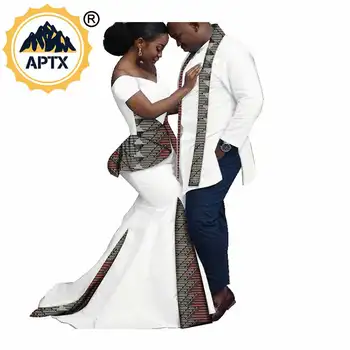 Āfrikas Apģērbu Saskaņojot Apģērbu Pāriem, Sievietēm Ankara Drukāt Puse Kleitas Modes Vīriešu Tops un Šalle, Tērpi S20C013