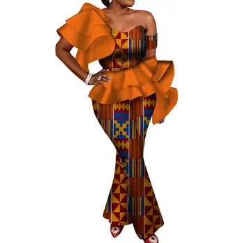 Āfrikas Elsas Komplekti Sievietēm Jaunā Pavasara Dashiki Kultūru Tops un Bikses Āfrikas Apģērbu Bazin Plus Lieluma Āfrikas Apģērbu WY4124