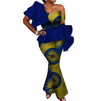 Āfrikas Elsas Komplekti Sievietēm Jaunā Pavasara Dashiki Kultūru Tops un Bikses Āfrikas Apģērbu Bazin Plus Lieluma Āfrikas Apģērbu WY4124