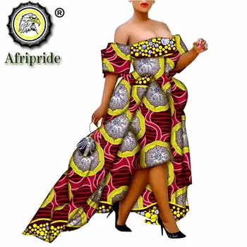 Āfrikas Kleitas Sievietēm Maxi Kleita Ankara Drukāt Augstā Vidukļa Īsām Piedurknēm Plus Lieluma Strapless Āfrikas Drēbes Kāzu S2025074