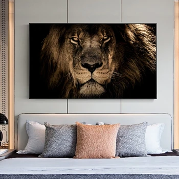 Āfrikas Lielā Lauvas Seju Audekla, Gleznas pie Sienas, Mākslas Plakāti Un Izdrukas Dzīvniekiem Lauvas Mākslas Bildes Dzīvojamā Istaba Cuadros