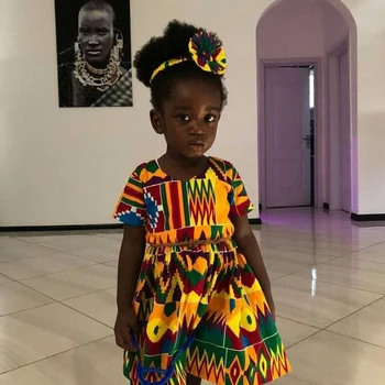 Āfrikas Rudens Meiteņu Kleitu Bērni Dashiki Parastās Kokvilnas Garām Piedurknēm Kleitas Piemeklēšanas Āfrikas Printes Meitenes Dabas Kleita